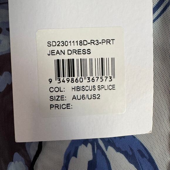 Significant Other Jean Dress Hibiscus Splice Mesh Floral Bodycon Floral US 2 NWT - Picture 8 of 11